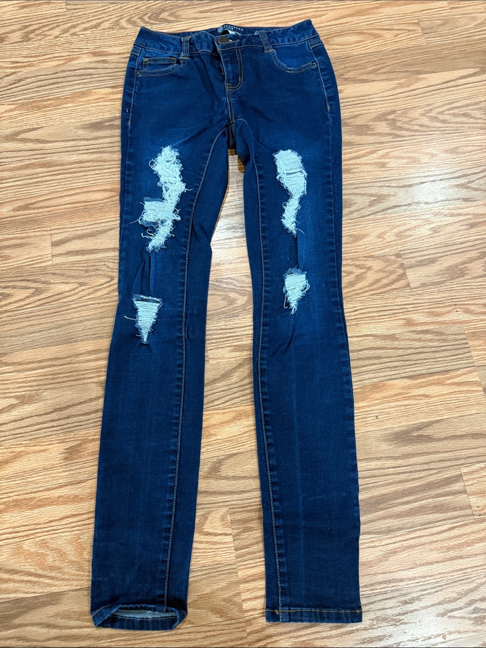 Boom Boom Jeans Navy Blue Distressed Skinny Jeans
